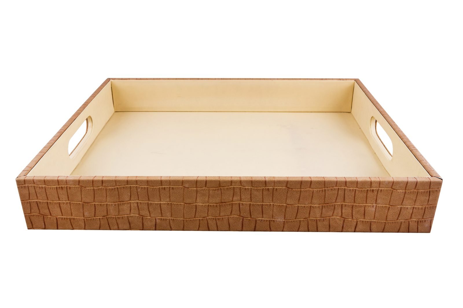Leather handle tray